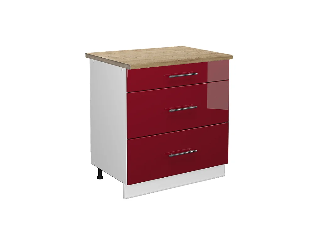 Meuble cuisine rouge bordeaux haute brillance 80x60x82 fame-line