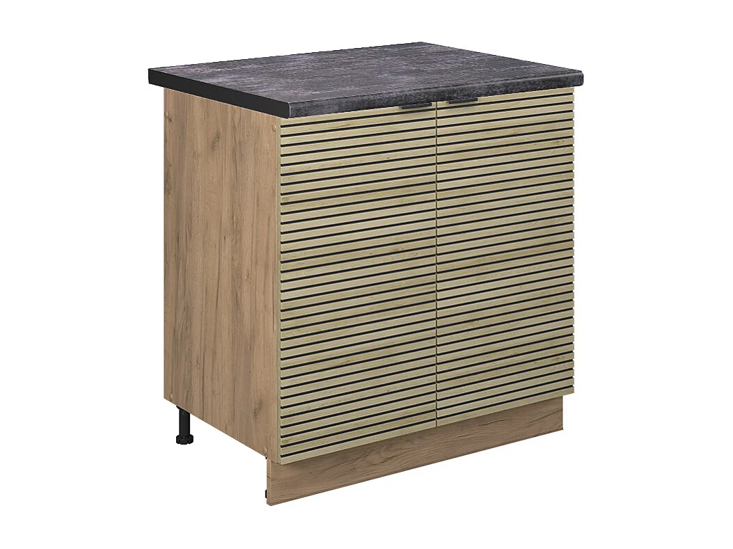 Meuble bas sous-évier panneau en chêne 80x60x82 fame-line