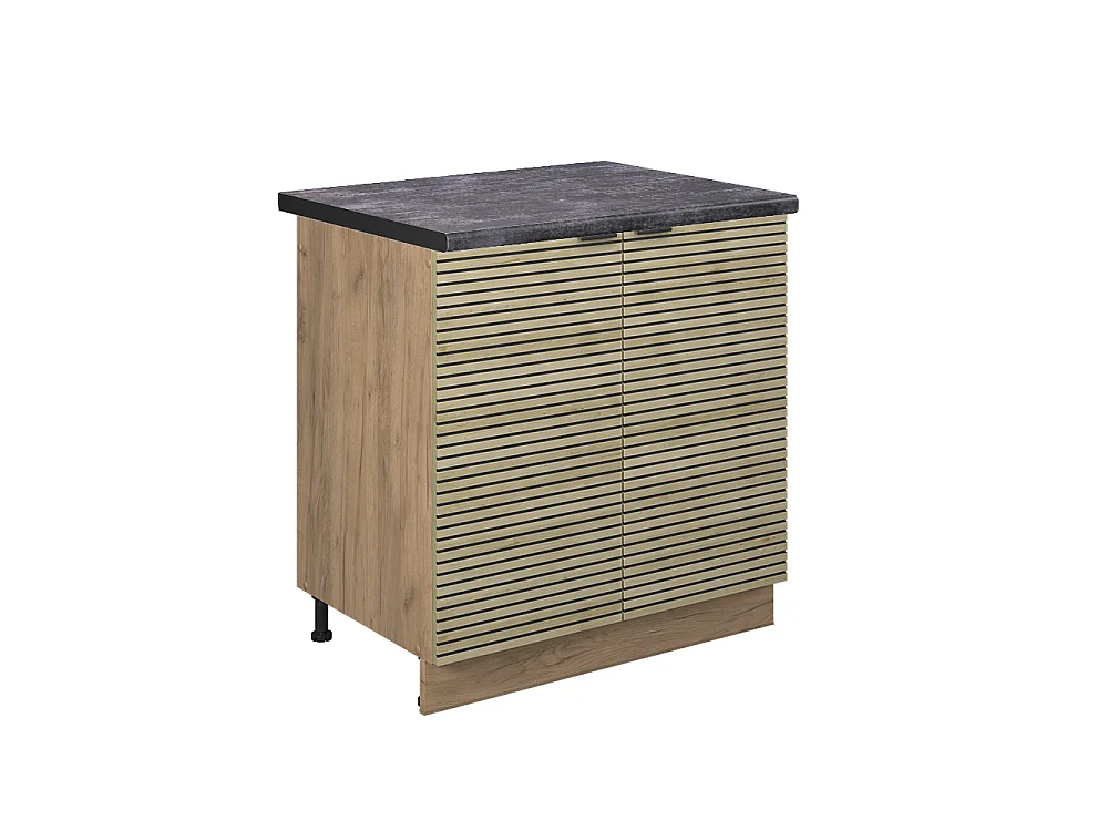 Meuble bas sous-évier panneau en chêne 80x60x82 fame-line
