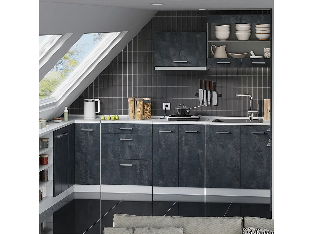 Meuble sous pente béton noir 60x46x81.6 r-line