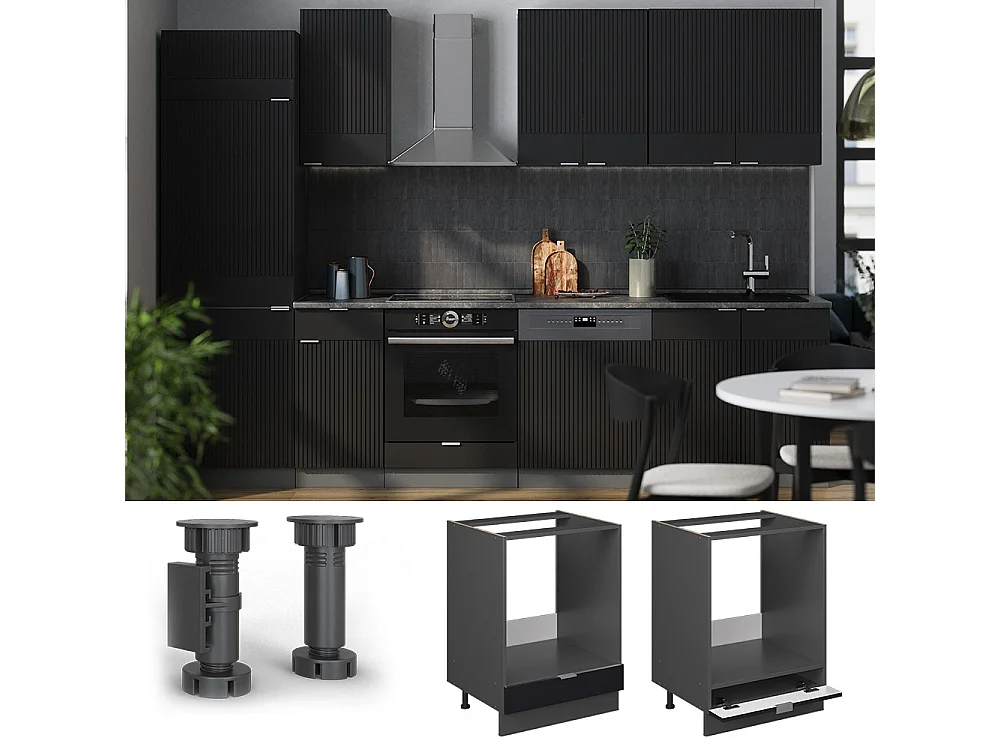 Szafka kuchenna czarne paski 60x60x82 fame-line