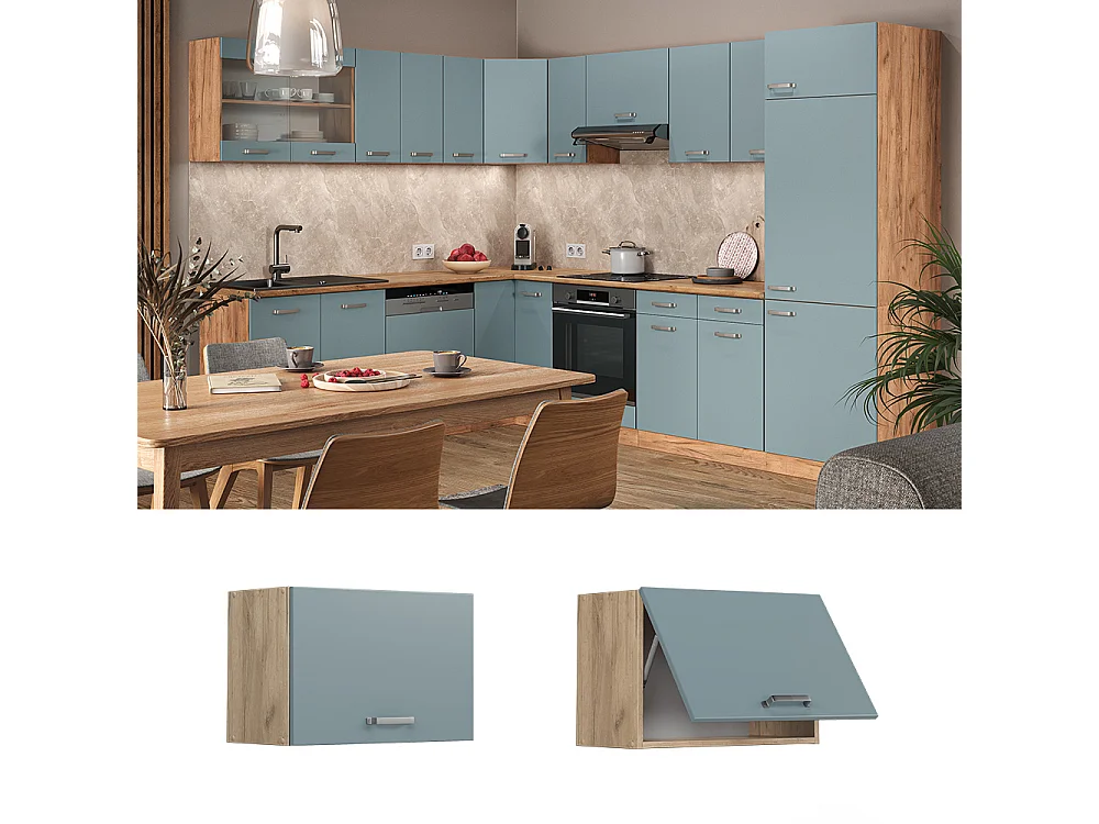 Elément haut de cuisine bleu-gris 60x31x40 r-line