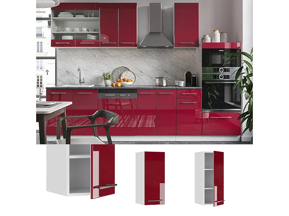 Armario colgante rojo burdeos alto brillo 30x34.1x72 fame-line