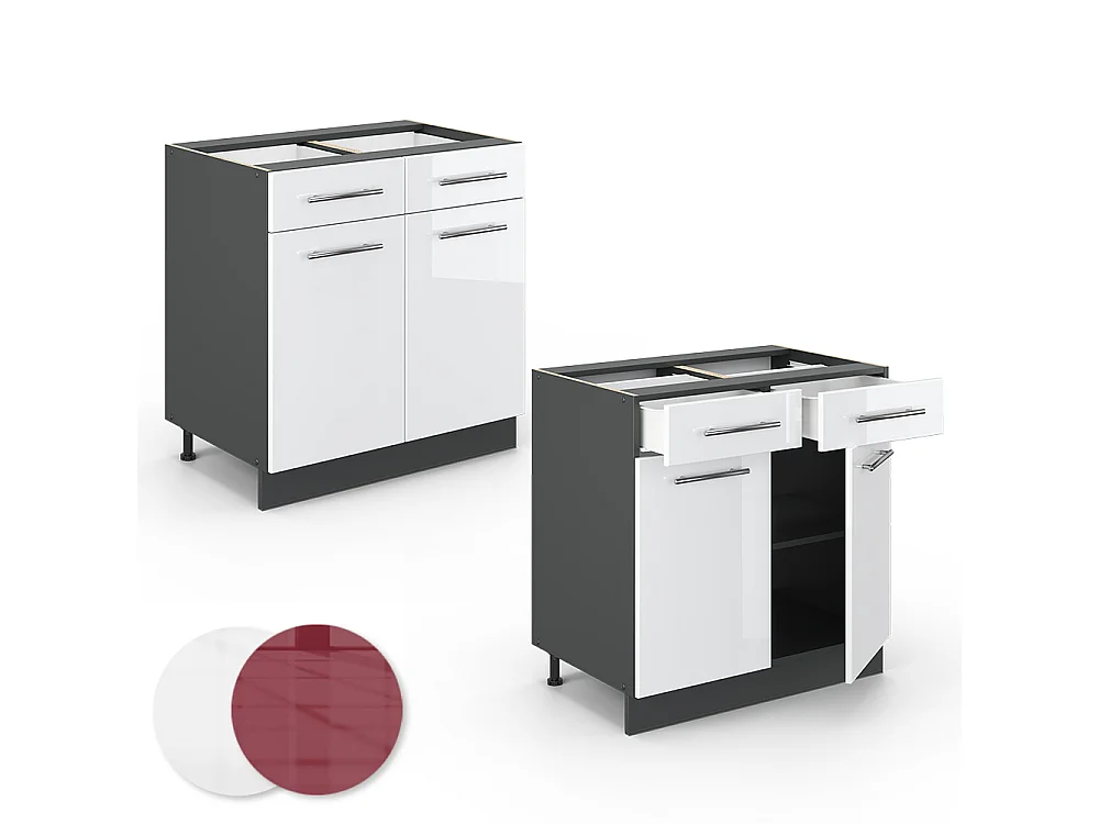 Köksunderskåp vit högblank 80x51.6x82 fame-line