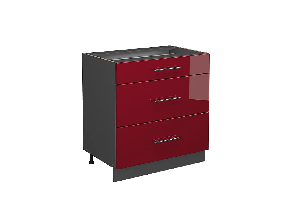 Meuble cuisine rouge bordeaux haute brillance 80x60x82 fame-line