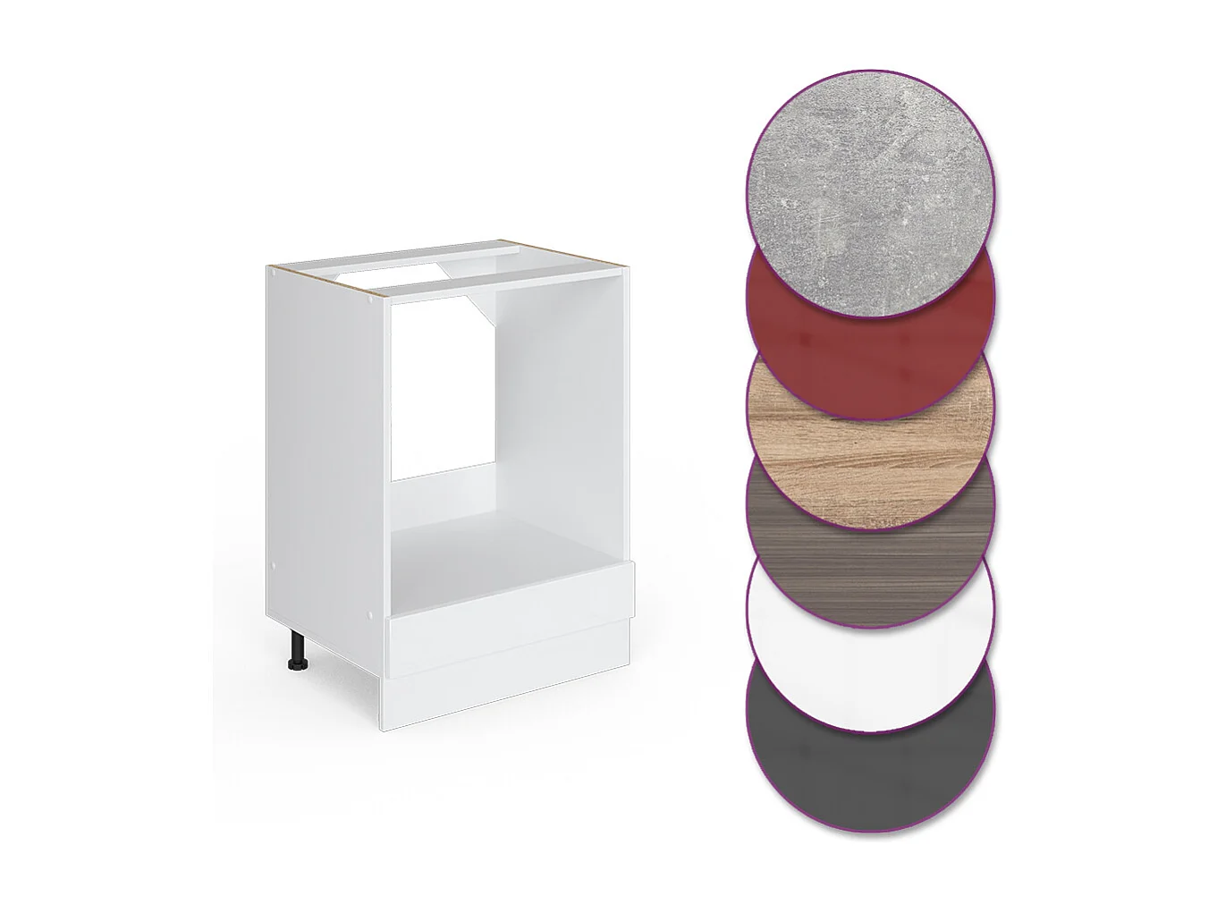 Meuble pour four blanc haute brillance 60x46x81.6 r-line