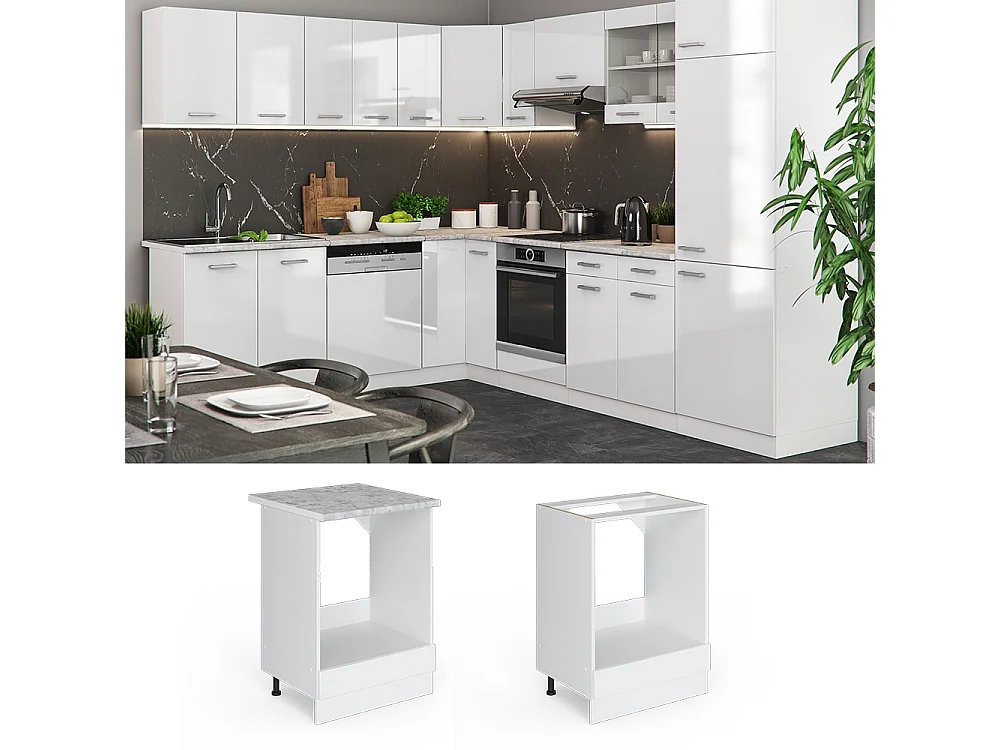 Meuble pour four blanc haute brillance 60x46x81.6 r-line