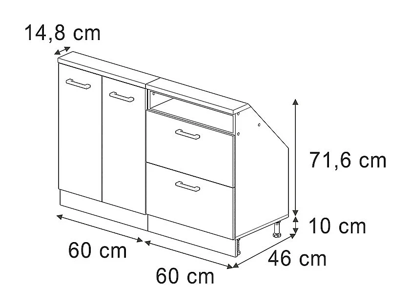 Mobile cucina sottotetto grigio nobile 120x46x81.6 r-line