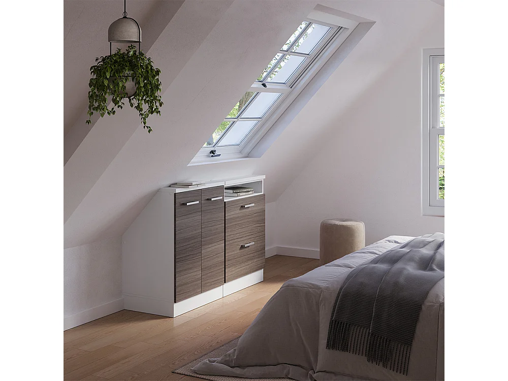 Meuble sous pente gris noble 120x46x81.6 r-line