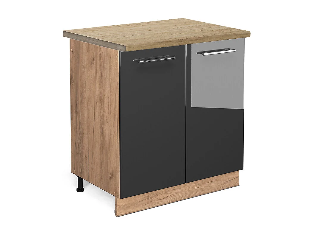 Meuble bas sous-évier anthracite haute brillance 80x60x82 fame-line