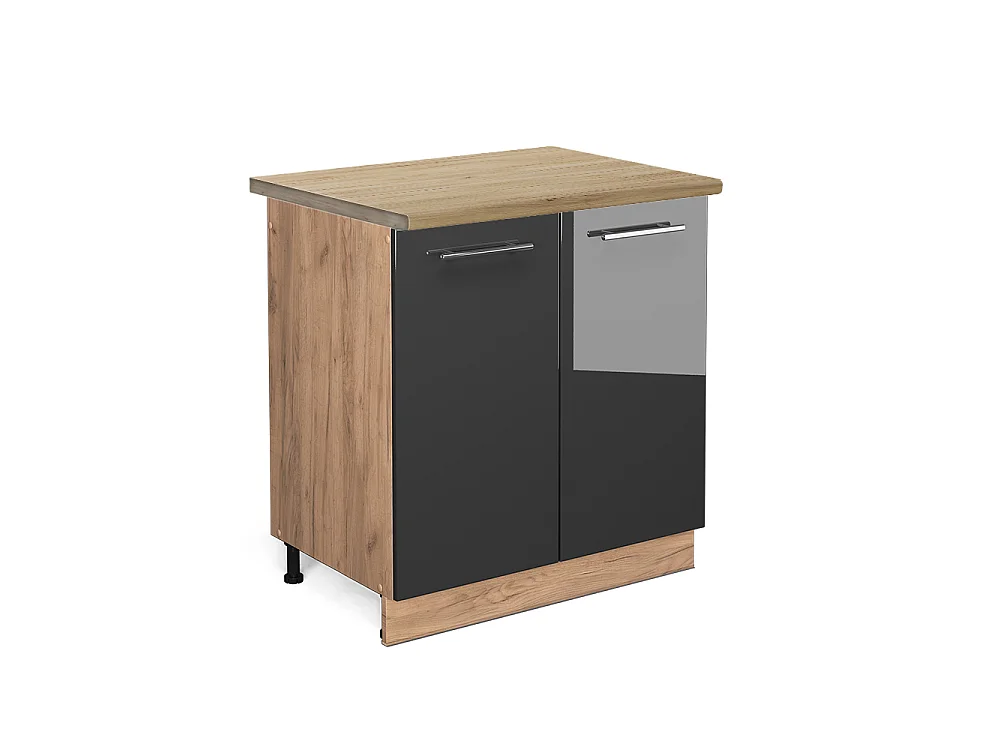 Meuble bas sous-évier anthracite haute brillance 80x60x82 fame-line