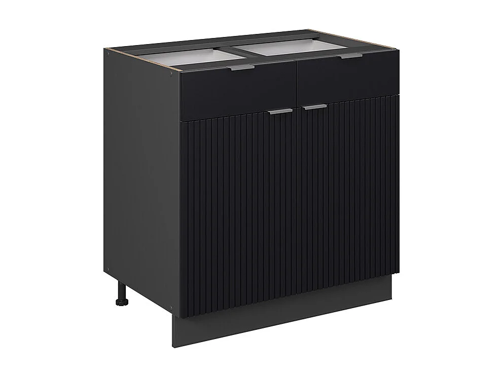 Meuble cuisine noir rayé 80x51.6x82 fame-line