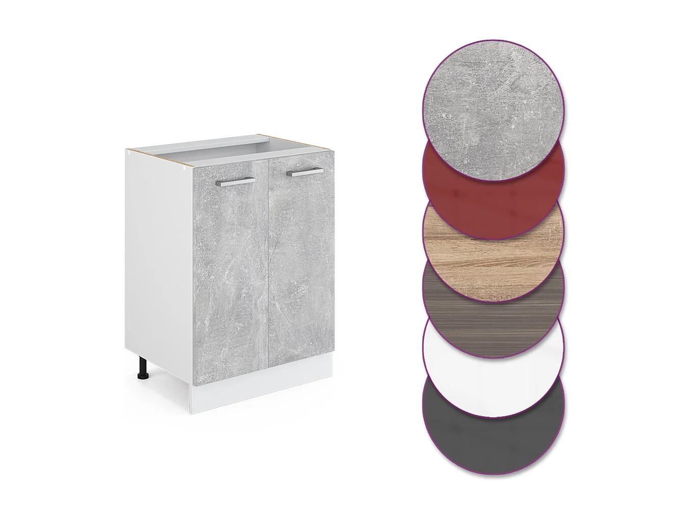 Mobiletto base cucina calcestruzzo 60x46x81.6 r-line