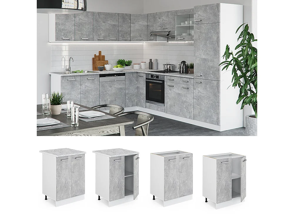 Mobiletto base cucina calcestruzzo 60x46x81.6 r-line