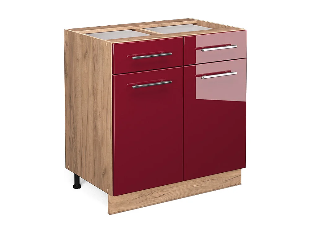 Meuble cuisine rouge bordeaux haute brillance 80x51.6x82 fame-line