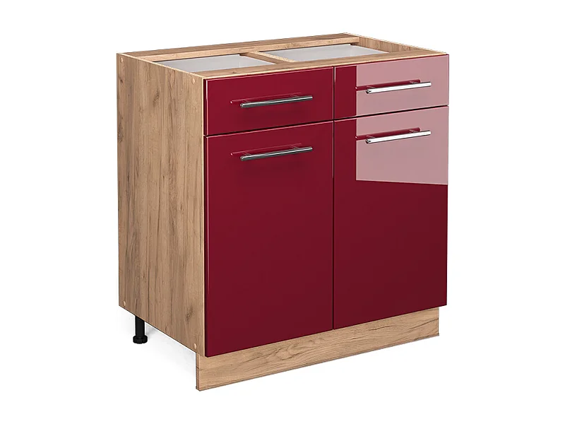 Meuble cuisine rouge bordeaux haute brillance 80x51.6x82 fame-line