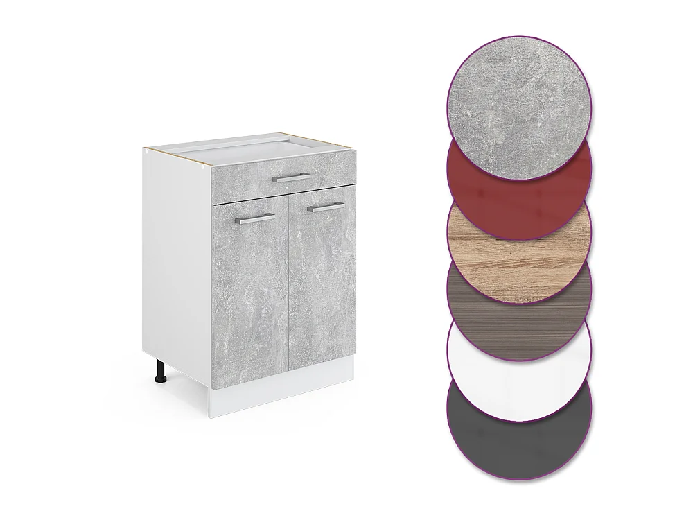 Mobiletto base per cucina calcestruzzo 60x46x81.6 r-line