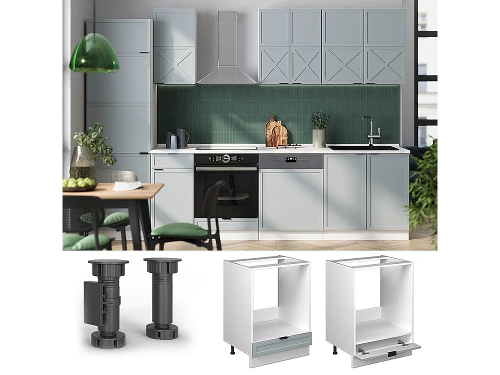 Armario para horno empotrado azul claro-gris 60x60x82 fame-line