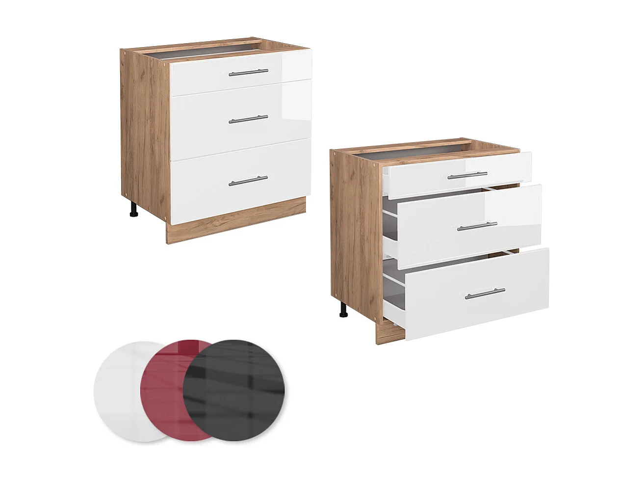 Mobiletto base per cucina bianco lucido 80x60x82 fame-line