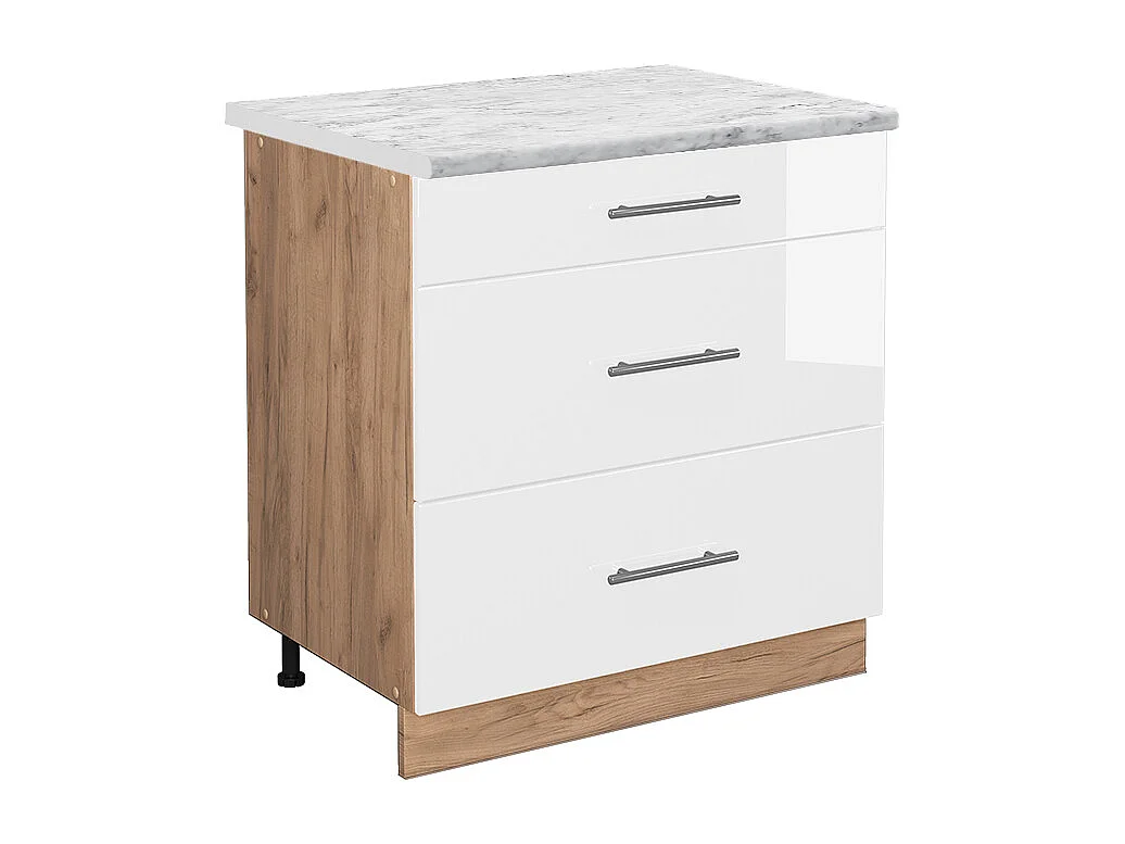 Meuble cuisine blanc haute brillance 80x60x82 fame-line