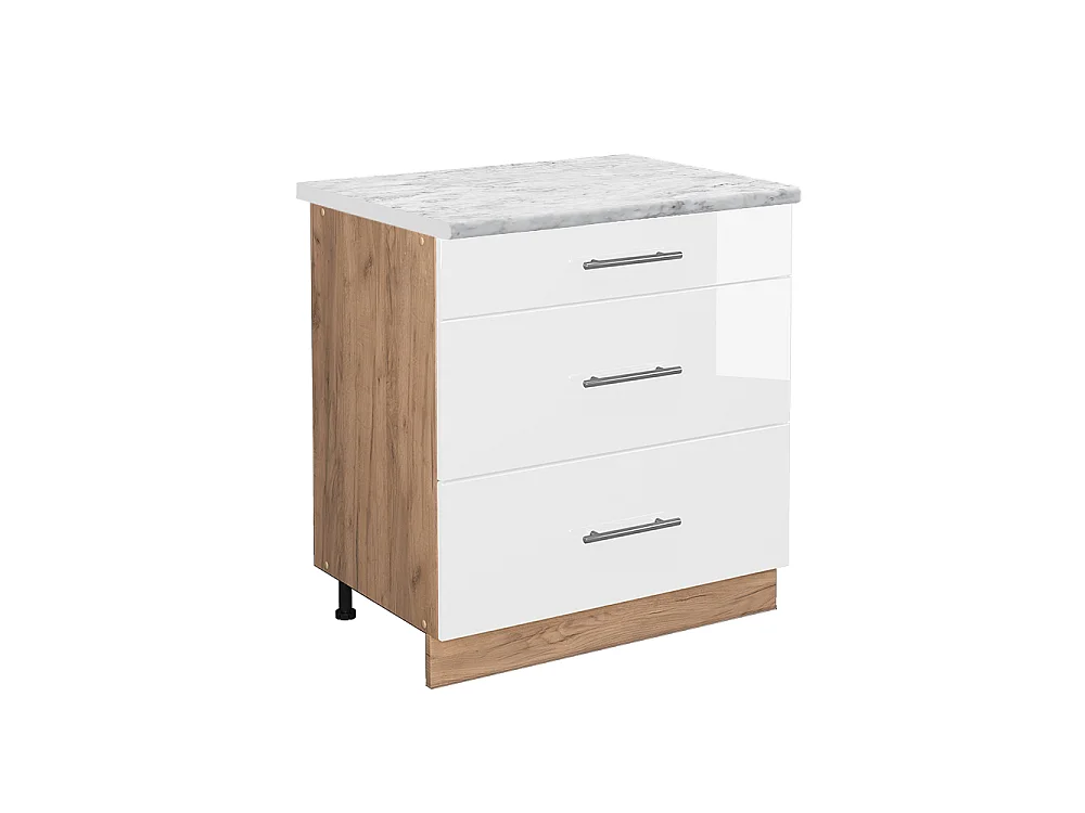Meuble cuisine blanc haute brillance 80x60x82 fame-line