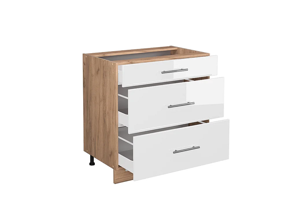 Meuble cuisine blanc haute brillance 80x60x82 fame-line