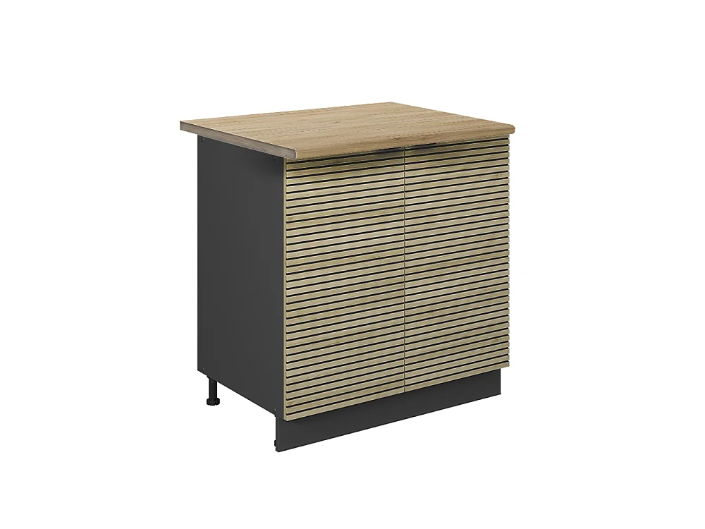 Meuble bas sous-évier panneau en chêne 80x60x82 fame-line