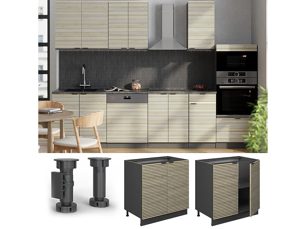 Armario bajo para fregadero panel de roble 80x60x82 fame-line