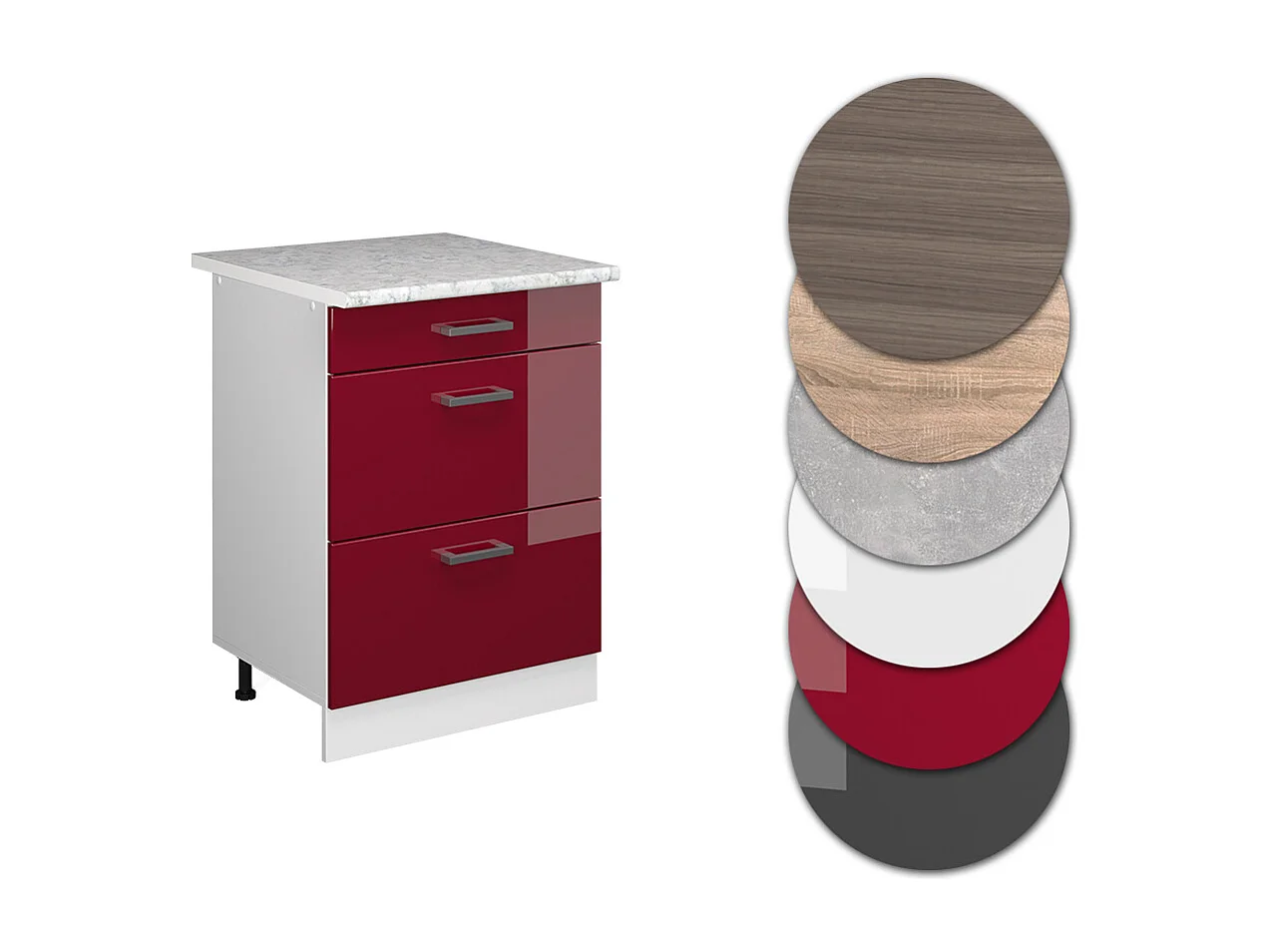 Meuble cuisine rouge brillant 60x60x81.6 r-line