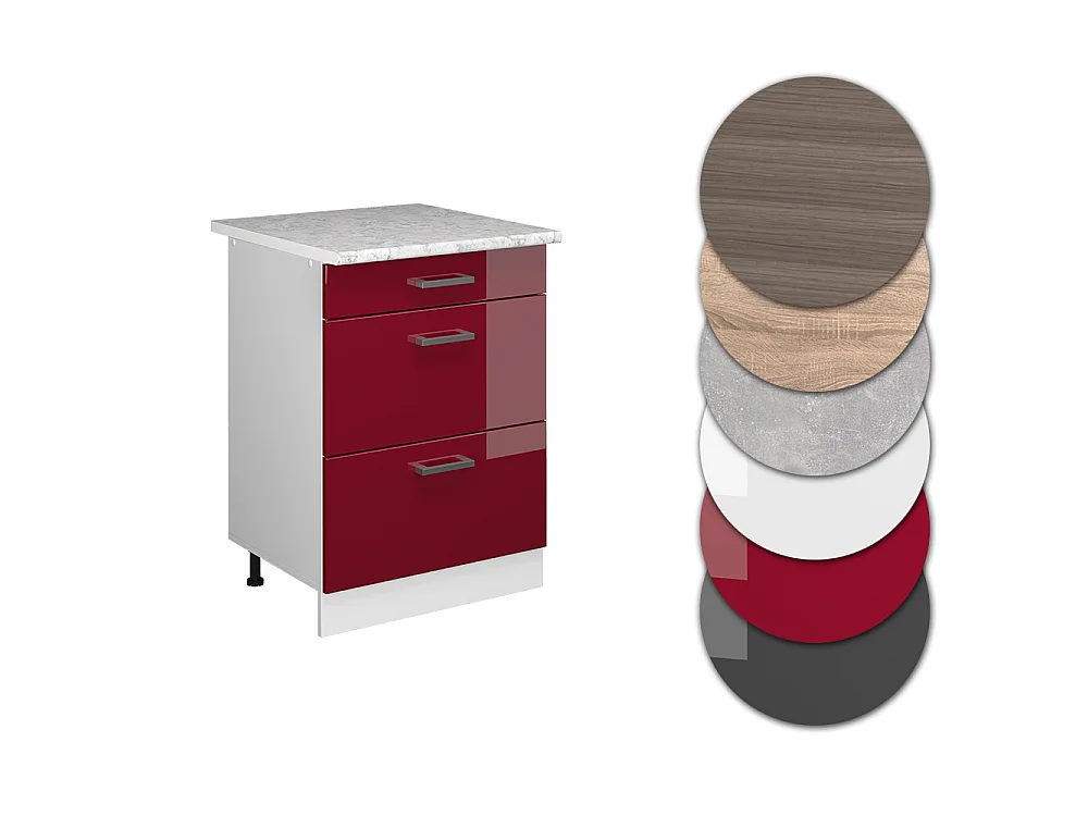 Meuble cuisine rouge brillant 60x60x81.6 r-line