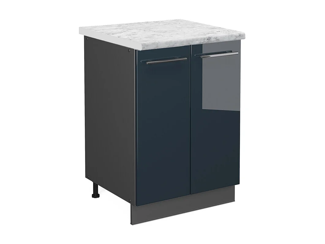 Meuble bas de cuisine bleu foncé brillant 60x60x82 fame-line