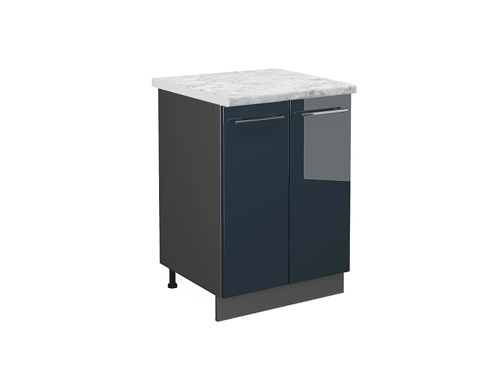 Meuble bas de cuisine bleu foncé brillant 60x60x82 fame-line