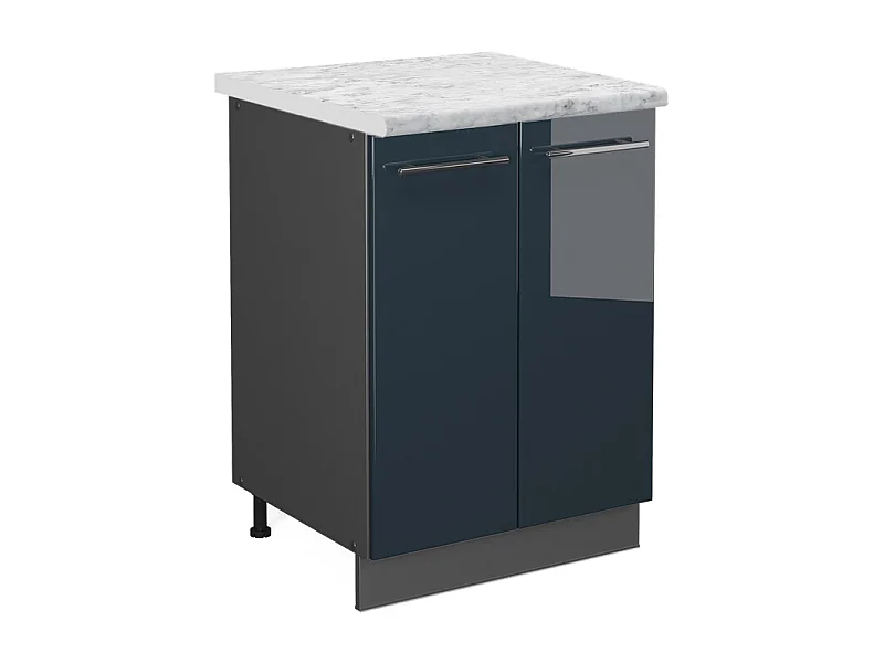 Meuble bas de cuisine bleu foncé brillant 60x60x82 fame-line