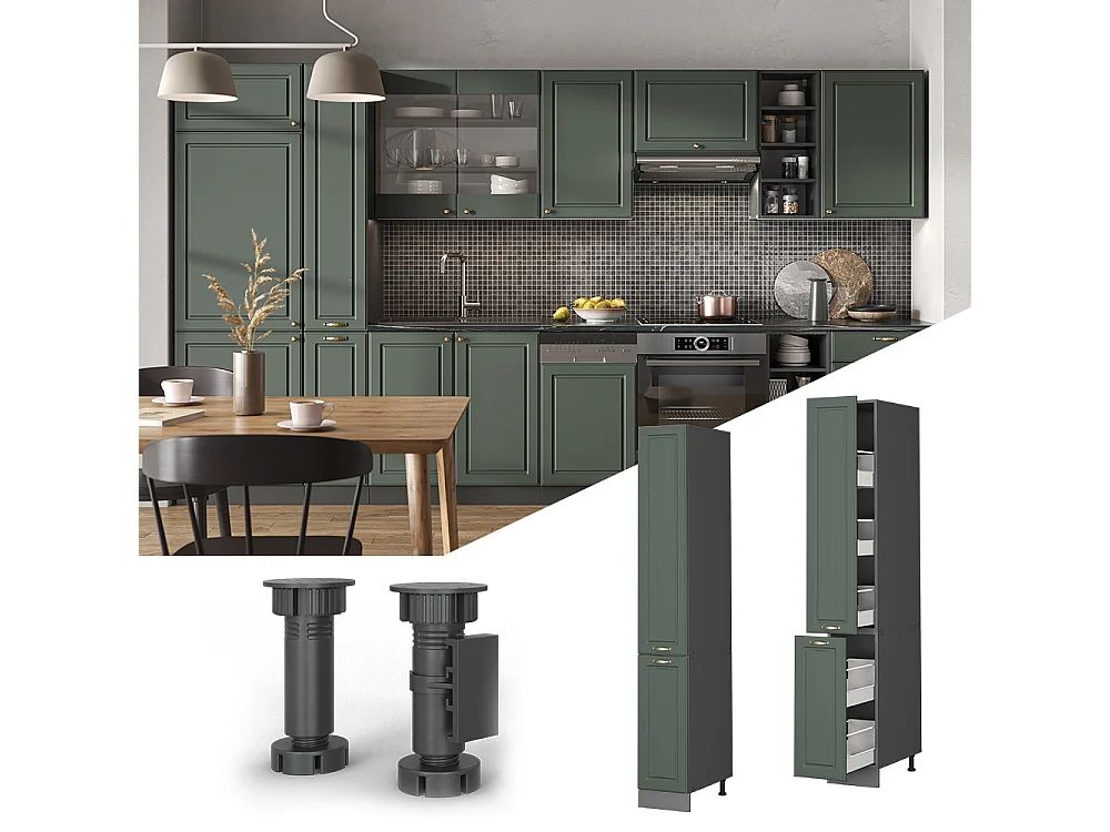 Meuble haute de cuisine vert or campagne 30x58x206.8 fame-line