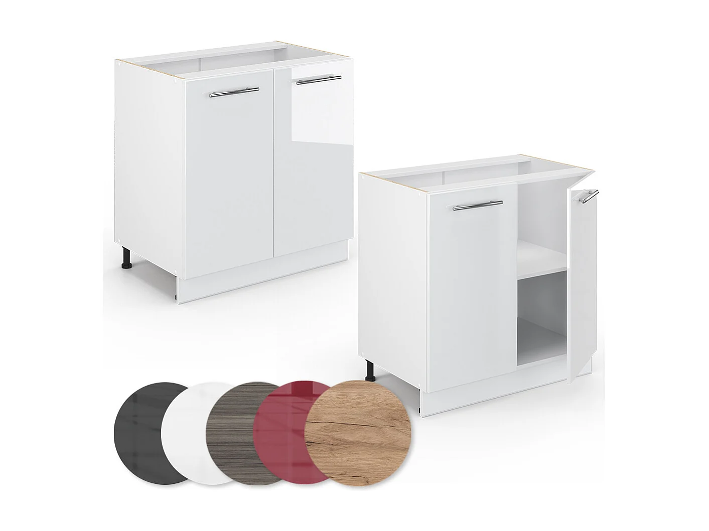 Meuble bas sous-évier blanc haute brillance 80x51.6x82 fame-line