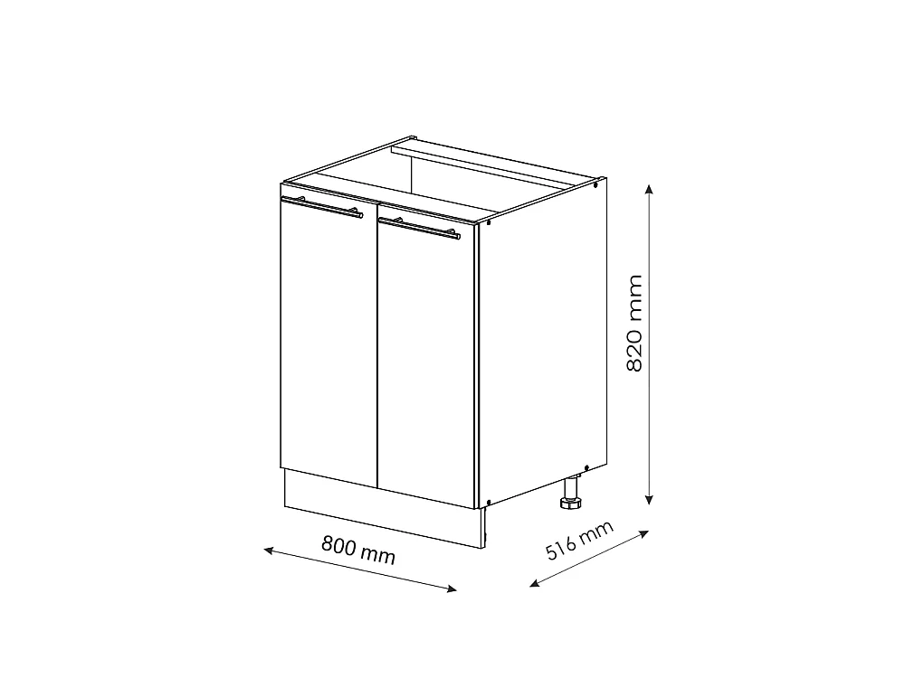 Armario bajo para fregadero blanco alto brillo 80x51.6x82 fame-line