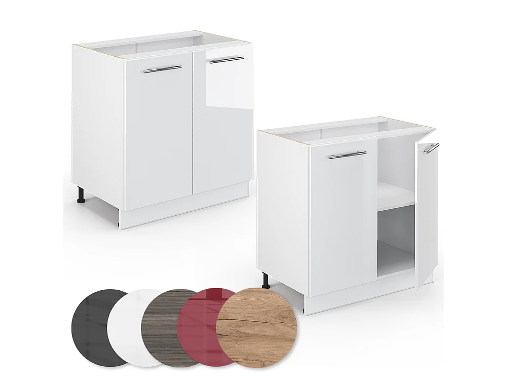 Armario bajo para fregadero blanco alto brillo 80x51.6x82 fame-line