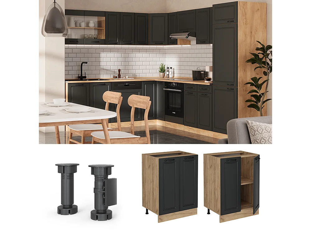 Mobiletto base cucina antracite casa di campagna 60x60x81.6 r-line