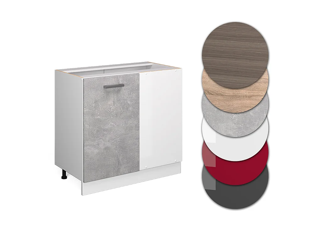 Corner cabinet concrete 86x60x81.6 r-line