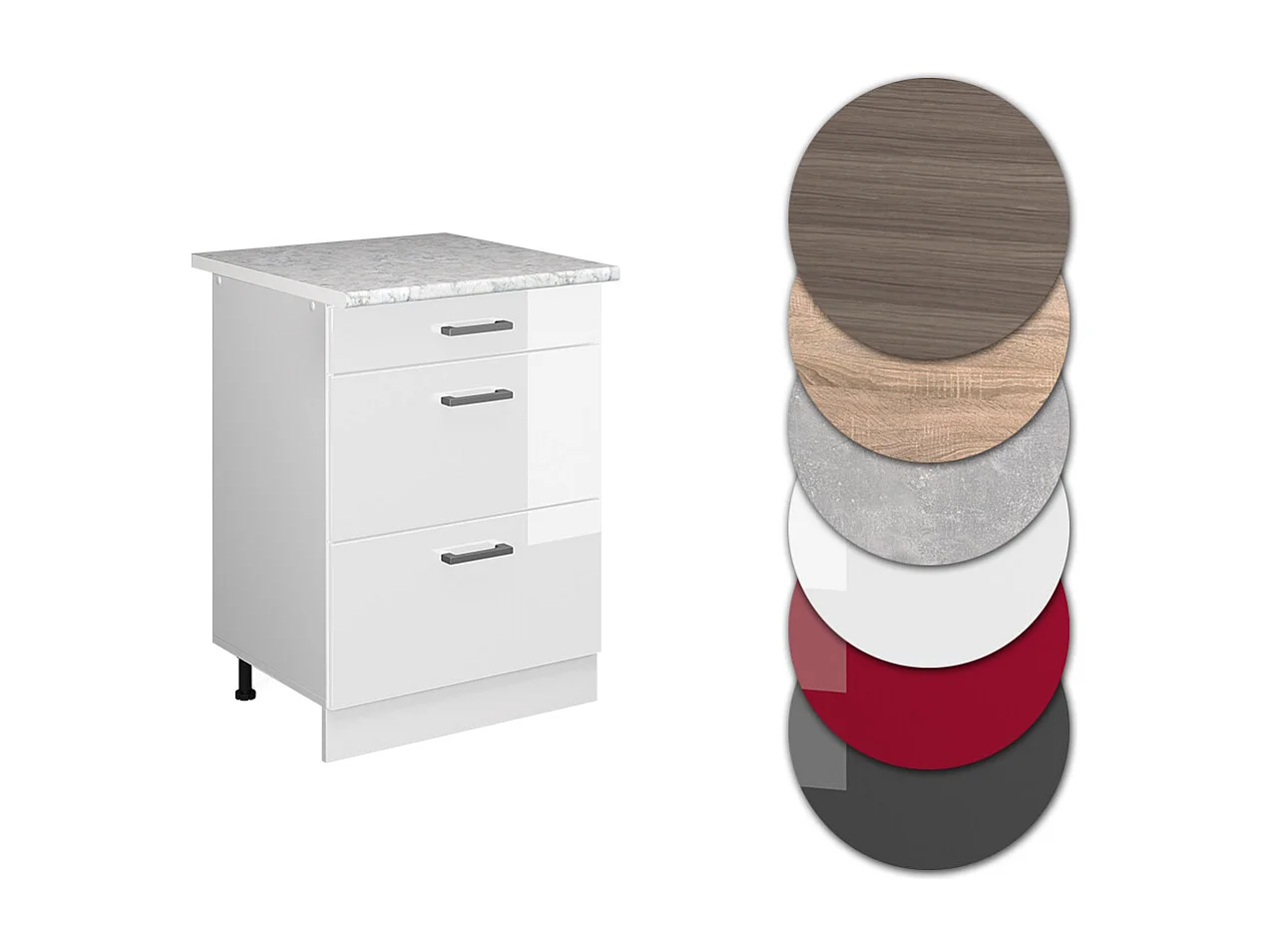 Meuble cuisine blanc haute brillance 60x60x81.6 r-line