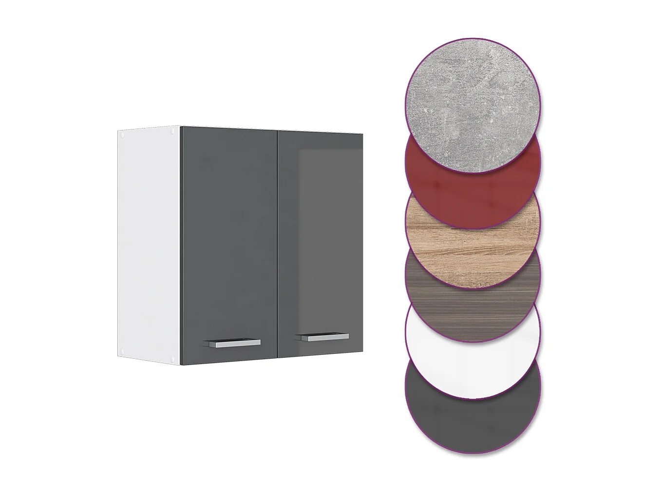 Elément haut de cuisine anthracite haute brillance 60x31x60 r-line