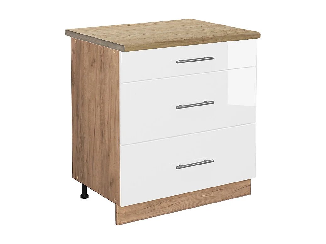 Meuble cuisine blanc haute brillance 80x60x82 fame-line