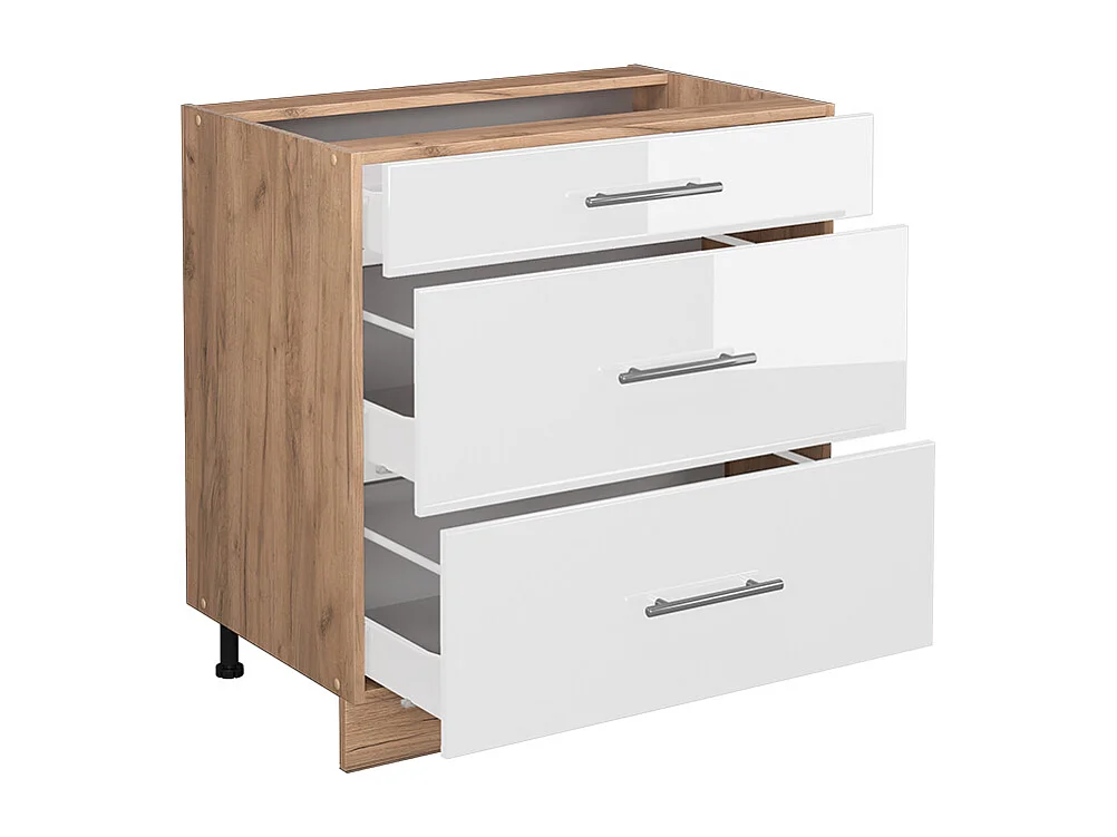 Meuble cuisine blanc haute brillance 80x60x82 fame-line