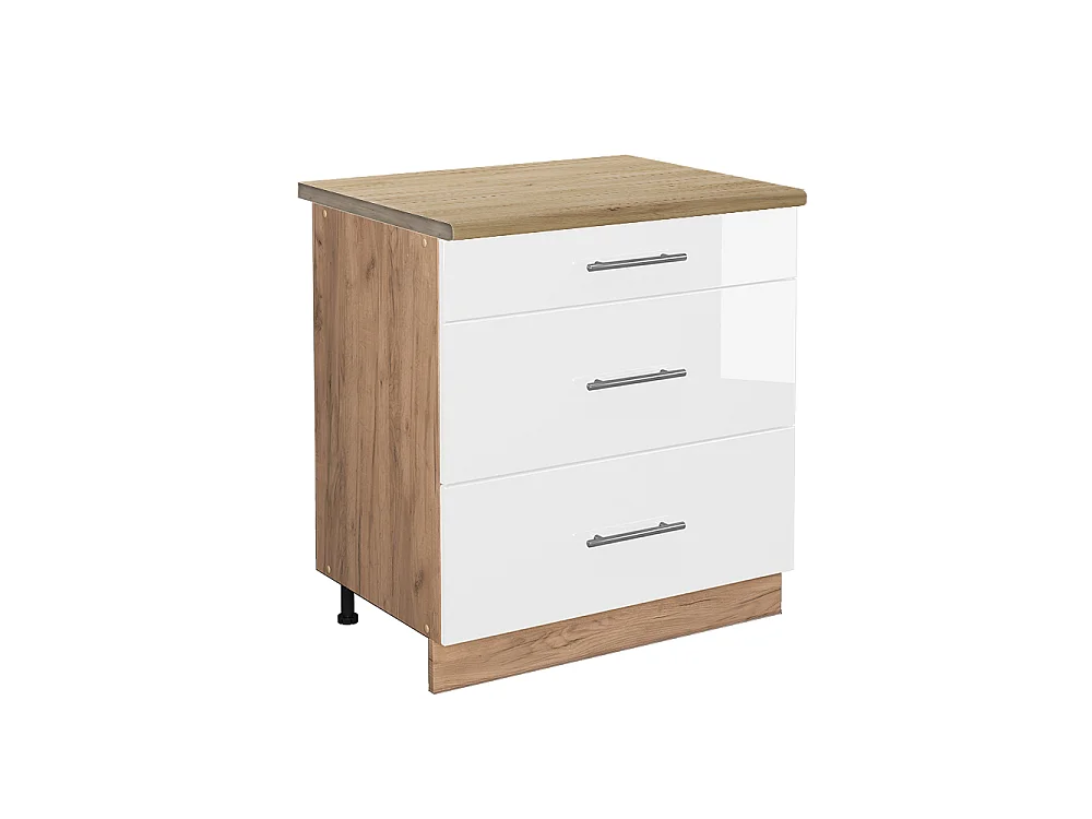 Mueble bajo de cocina blanco alto brillo 80x60x82 fame-line