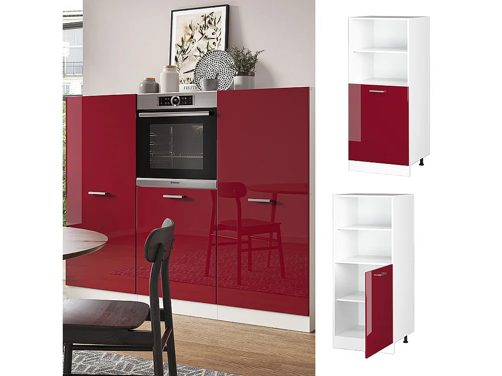 Armario para horno empotrado rojo de alto brillo 60x57x143 r-line