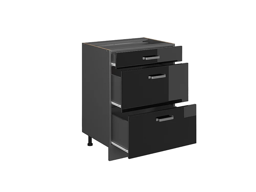 Mobiletto base per cucina nero lucido 60x60x81.6 r-line