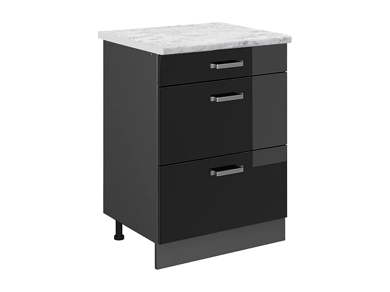 Küchenunterschrank schwarz hochglanz 60x60x81.6 r-line