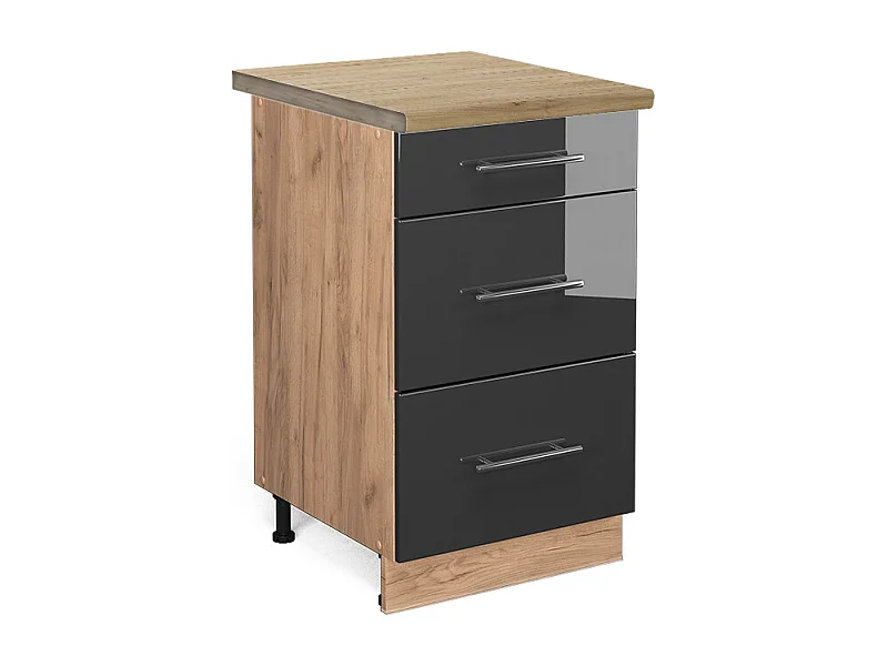 Mueble bajo de cocina antracita alto brillo 50x60x82 fame-line