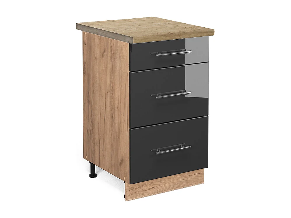 Meuble cuisine anthracite haute brillance 50x60x82 fame-line