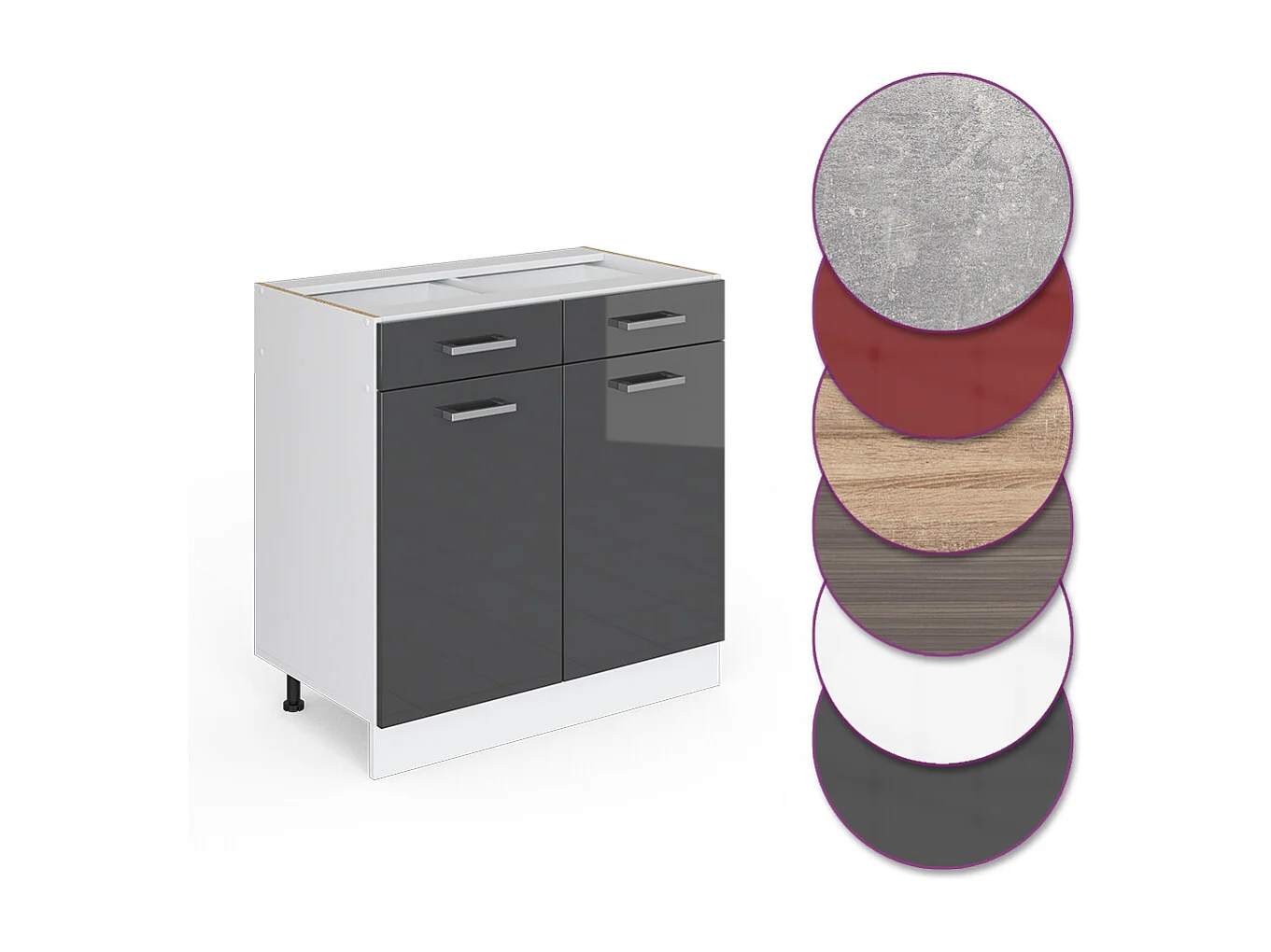 Mobiletto base per cucina antracite lucido 80x46x81.6 r-line